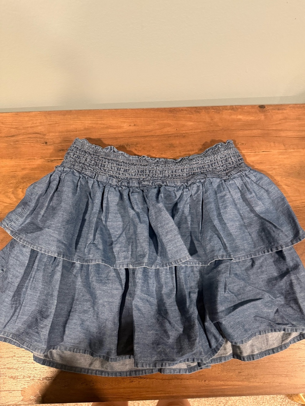 Tiered Denim Mini Skirt - Blue
